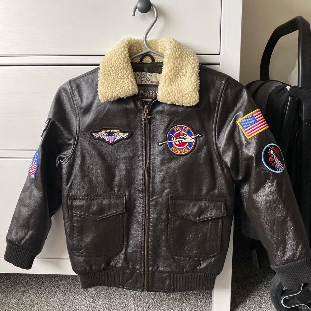 Wilsons Leather Brown Genuine Leather Pilot Jacket toddler/ boy (M)